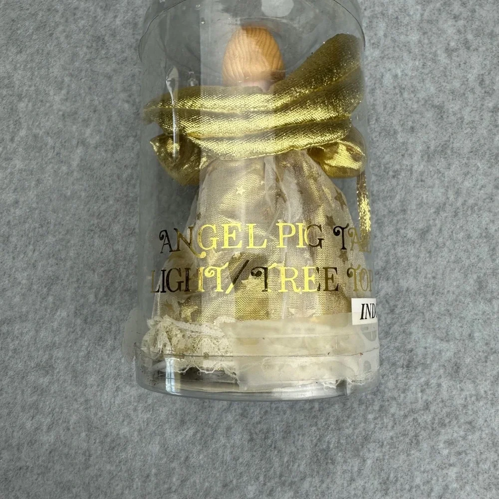 Trim A Home Vtg Angel Pigtail Light Tree Topper Gold Lace Porcelain‎ 048931-117